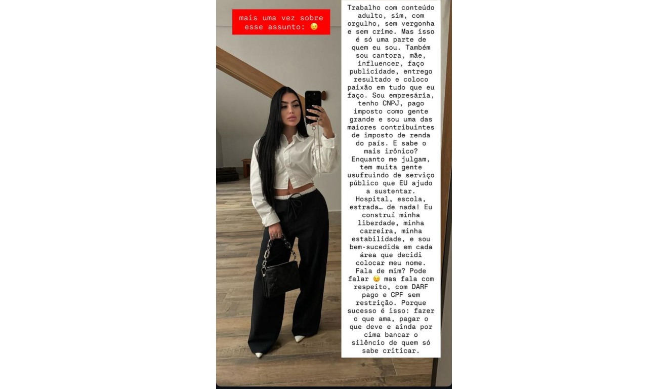 MC Mirella em postagem no Instagram