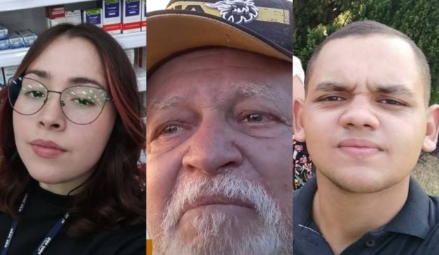 Montagem com fotos do casal que morreu e do motorista