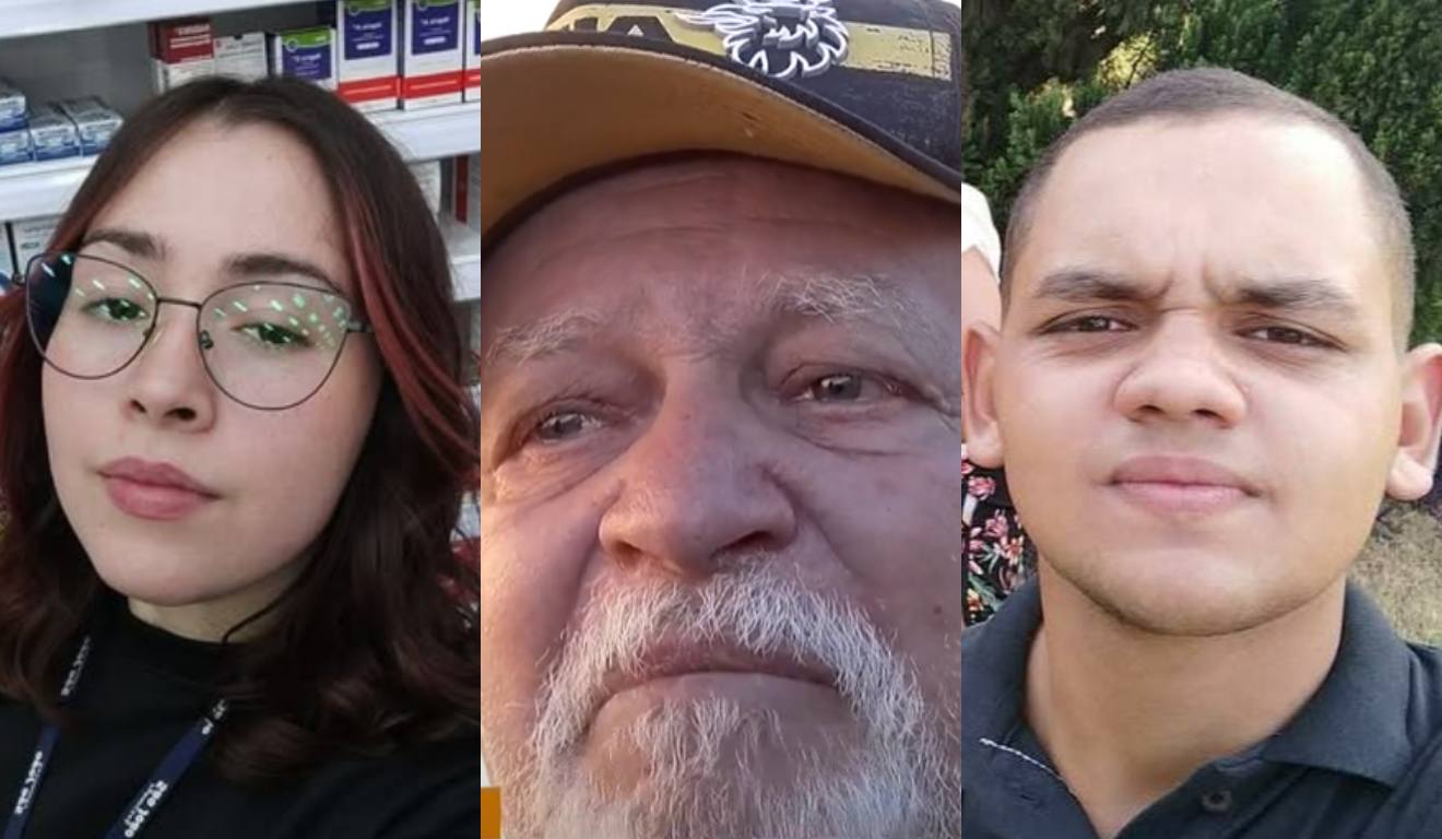 Montagem com fotos do casal que morreu e do motorista