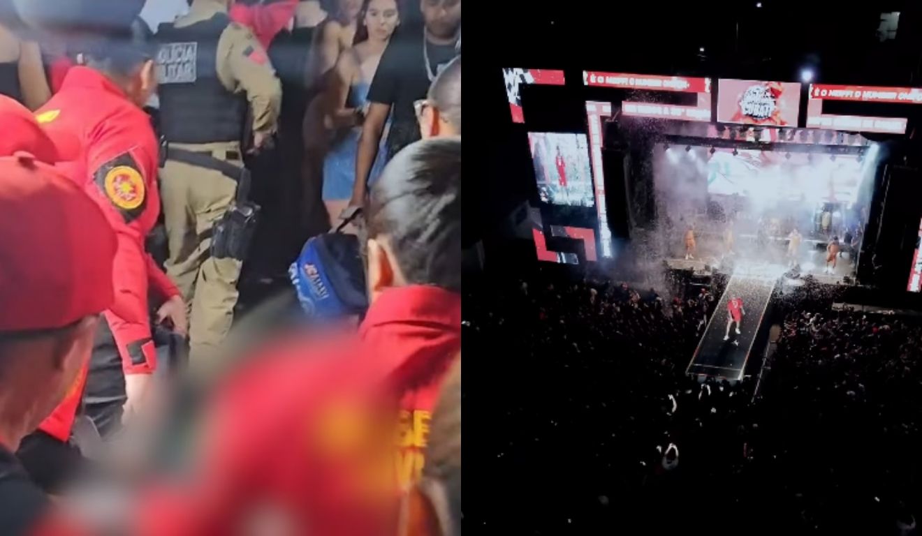 bombeiros atendendo adolescente esfaqueado em festival