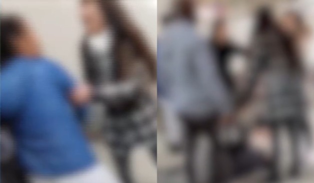 Montagem com dois frames do vídeo da briga durante o velório