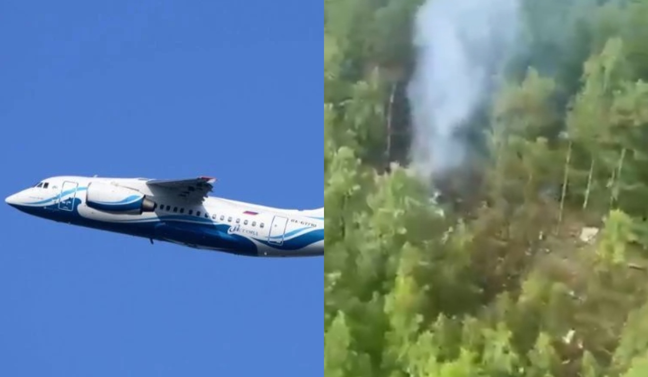Foto do avião e dos destroços