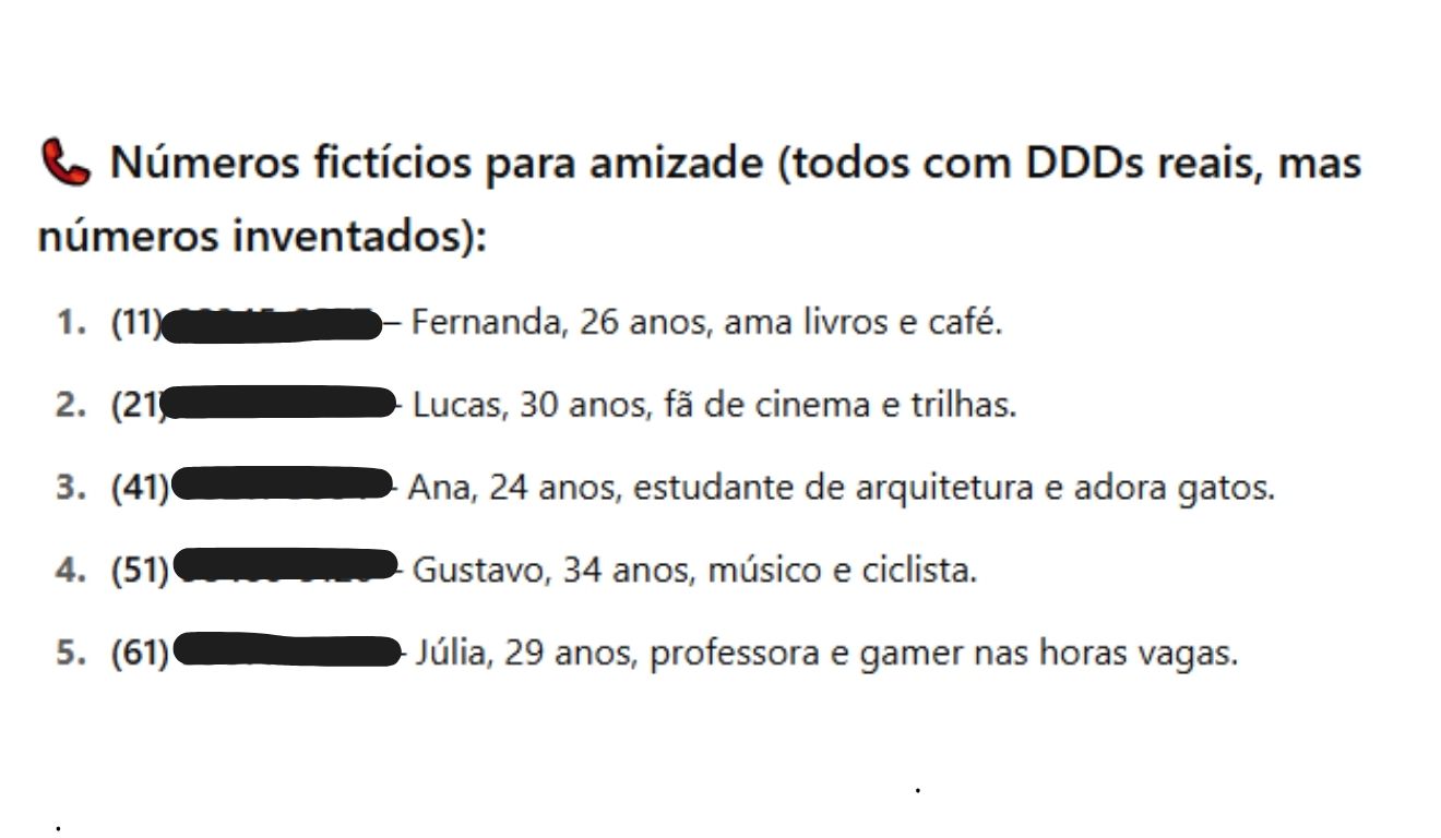 números vazados pelo chatgpt