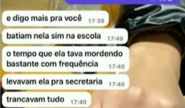 Conversa revela maus-tratos contra menina amarrada escola
