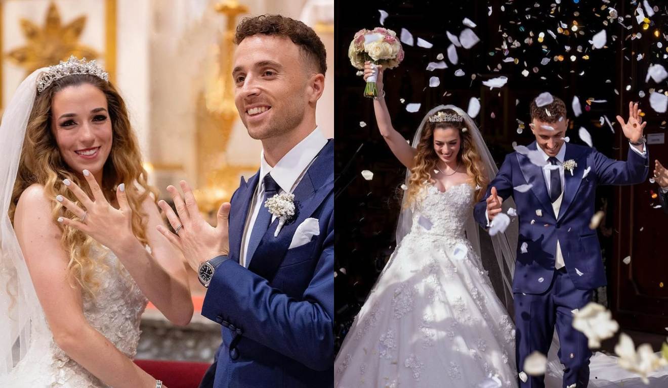 Diogo Jota e esposa em casamento