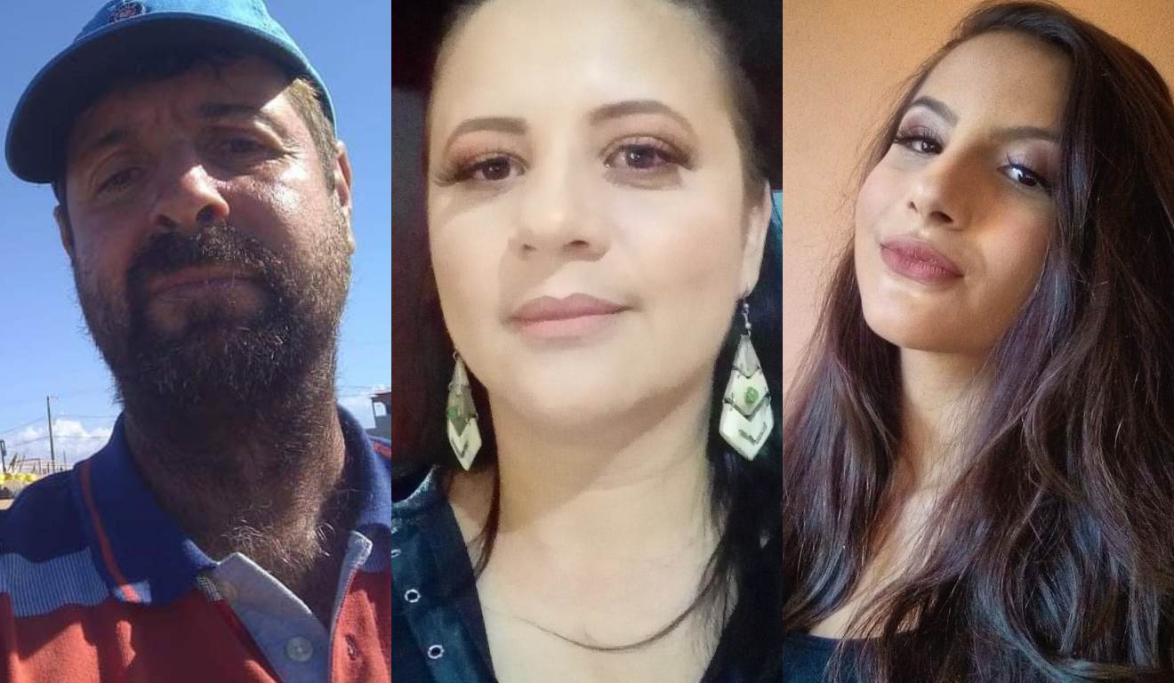 Montagem com três fotos das vítimas do acidente em Nova Venância