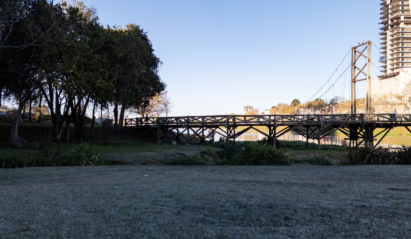 Geada em grama de cidade do Paraná