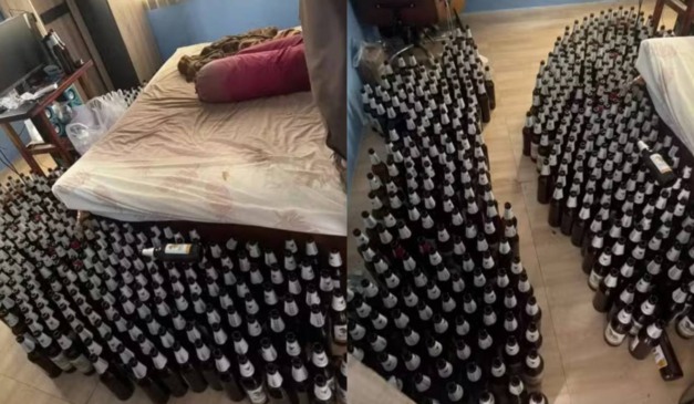 Quarto onde homem morreu cercado de garrafas de cerveja