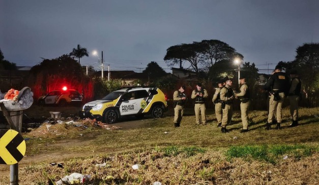 Policiais Militares no local da troca de tiros