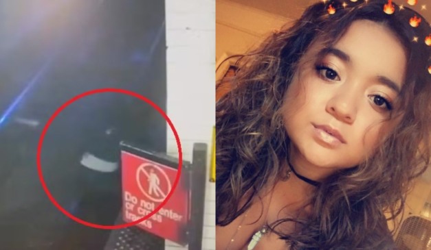 Montagem com duas imagens, em uma delas a vítima aparece no trilho da estação onde foi atropelada por metrô; na outra é uma foto compartilhada do rosto de Meana Torigoe