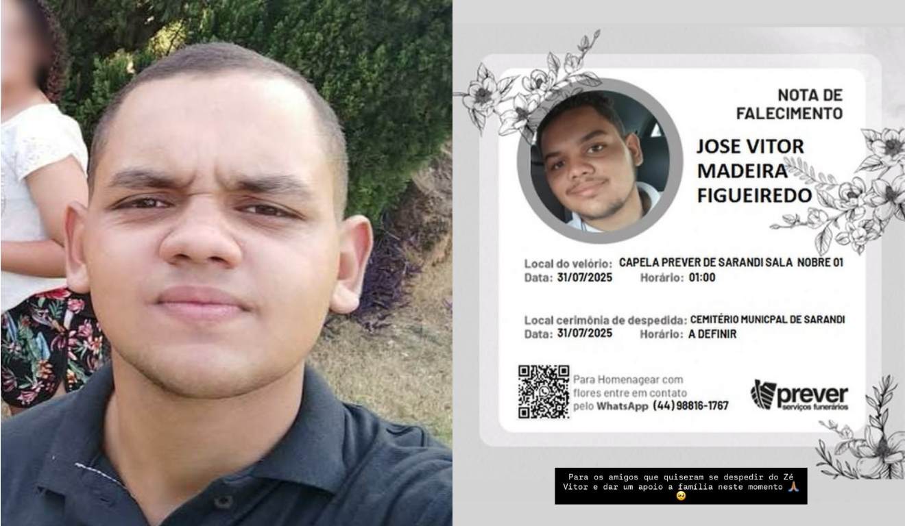 Montagem com duas fotos de Jose Vitor, que morreu na BR-376