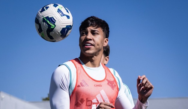 Kaio Jorge em treino do Cruzeiro na terça-feira (15). Atacante é o artilheiro do Brasileirão, com 11 gols.