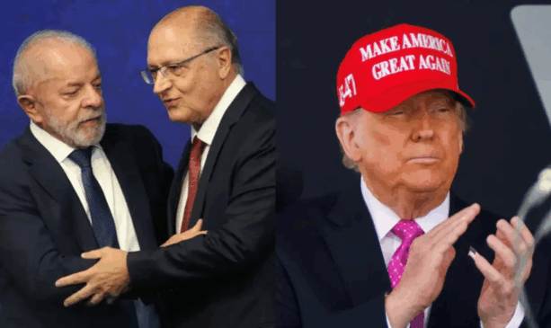 Lula e vice-presidente de um lado e Trump de outro