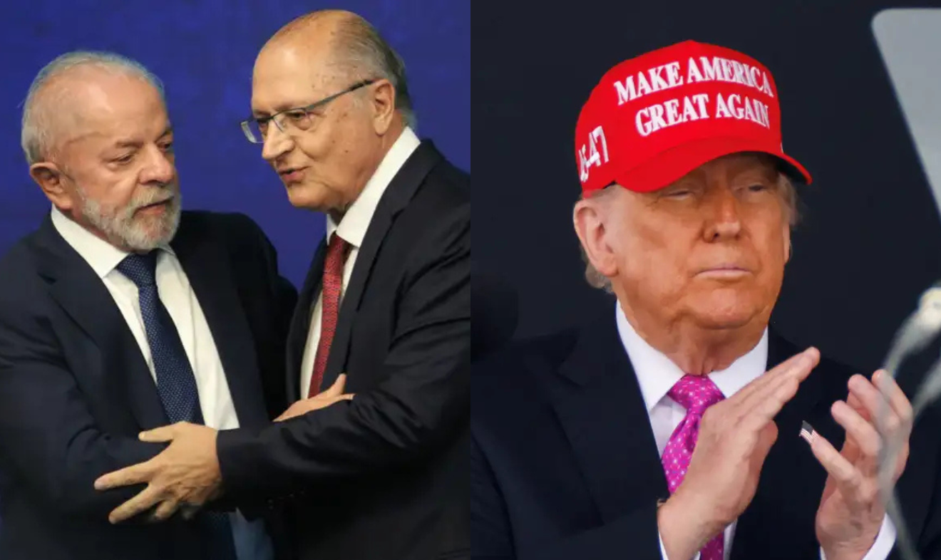 Lula e vice-presidente de um lado e Trump de outro