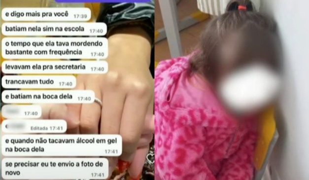 Print e foto revelam maus-tratos no caso da menina amarrada escola