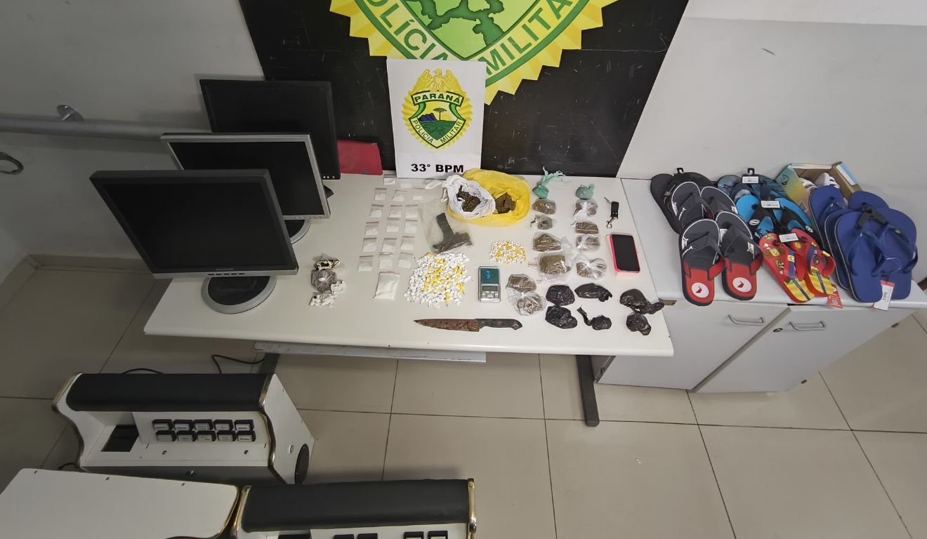 itens encontrados em apartamento de mulher abordada pela polícia