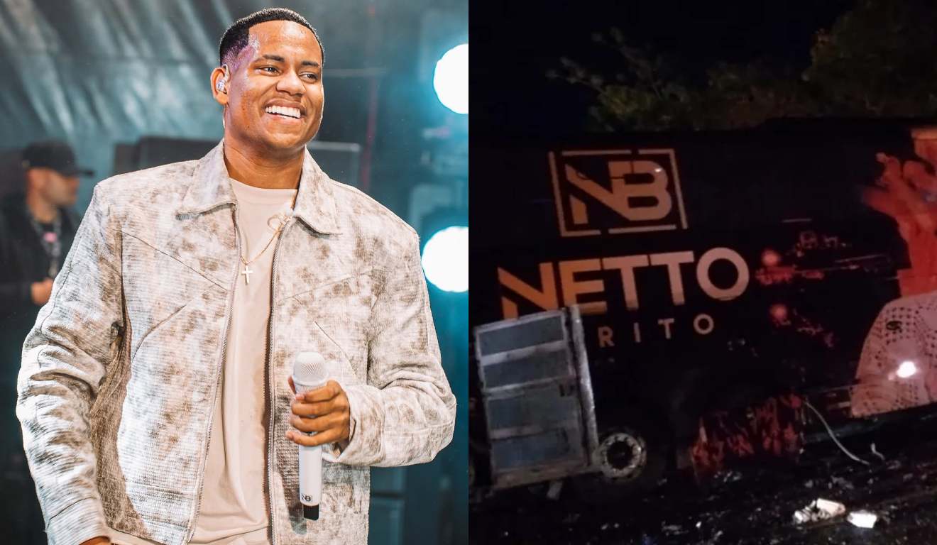 ônibus de Netto Britto se envolve em acidente