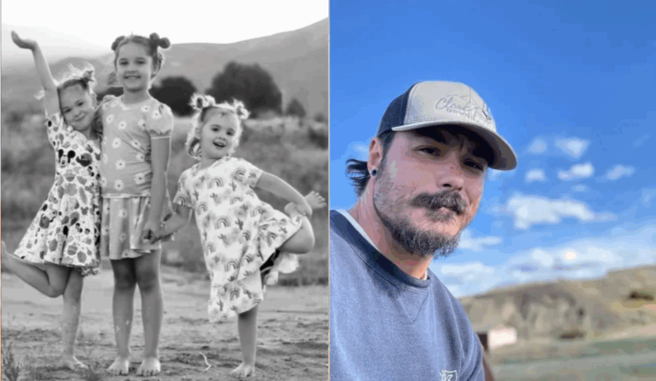 Imagem das 3 filhas e do pai suspeito.