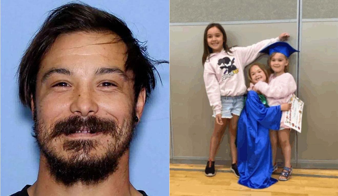 Imagem das 3 filhas e do pai suspeito.