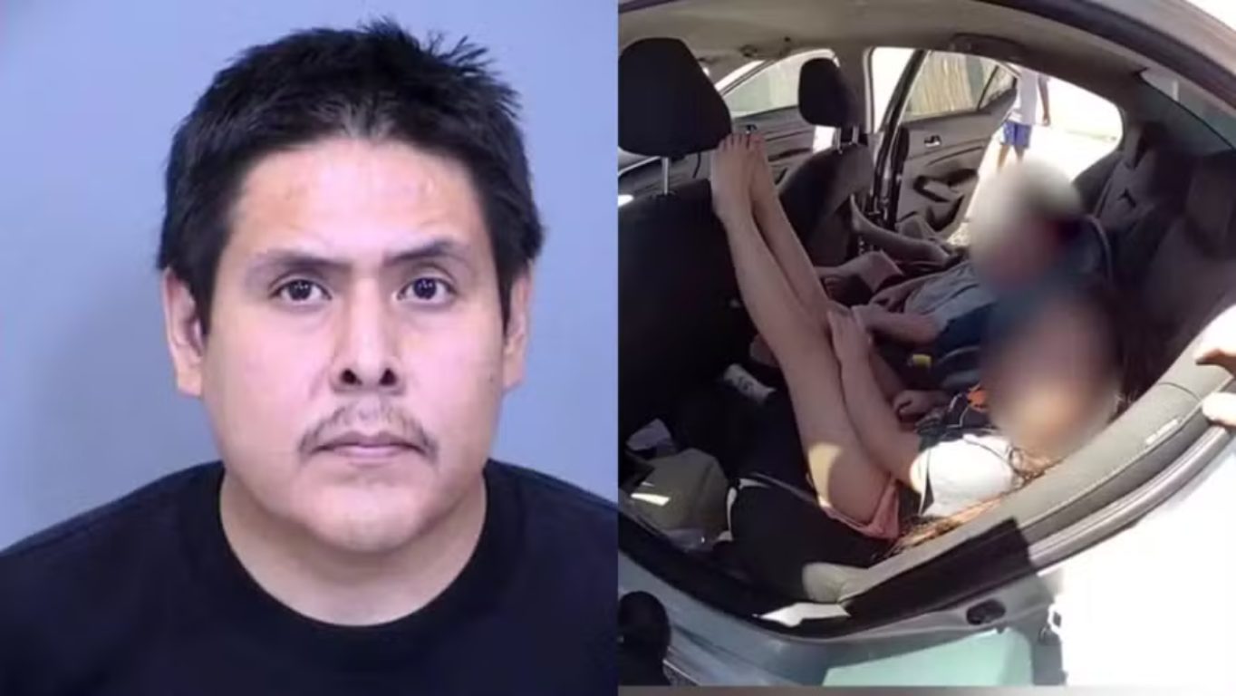 Foto de homem preso após deixar filhos presos em carro durante calor