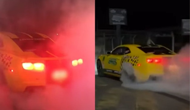 fotos que mostram o piloto acelerando o camaro antes do acidente