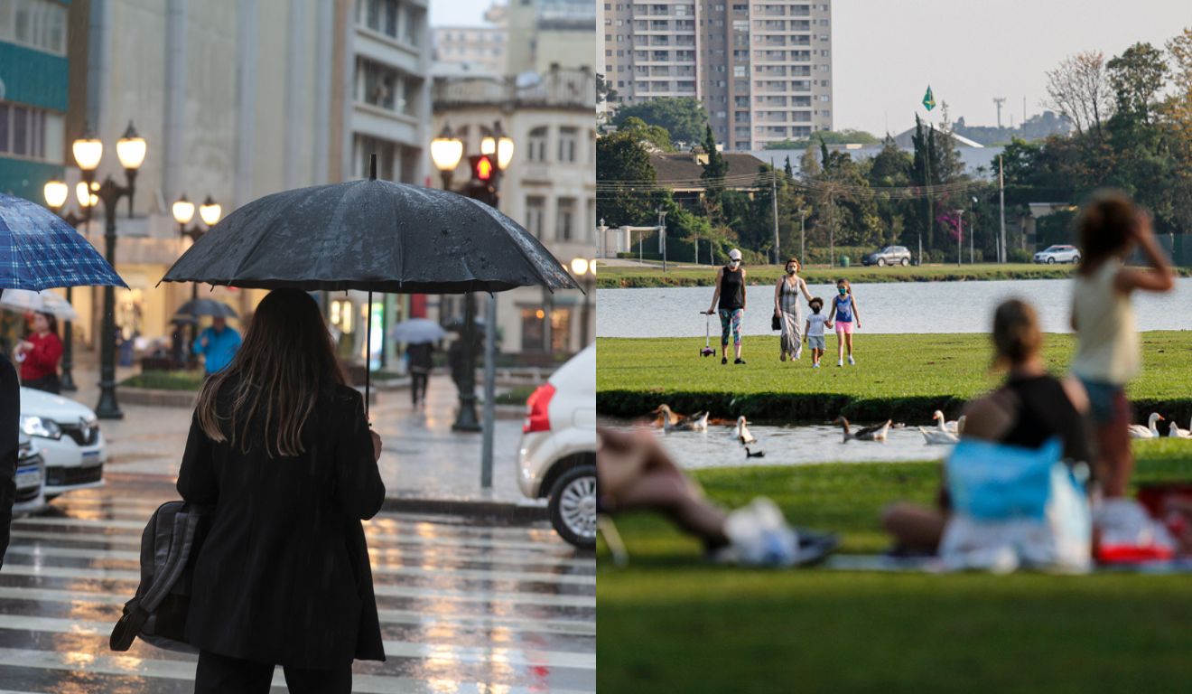 crianças brincando no parque com sol para ilustrar a previsão do tempo em curitiba