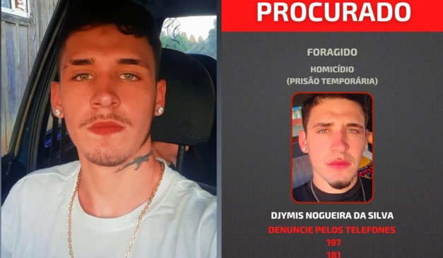 Montagem com duas fotos de suspeito de matar jovem em São Mateus do Sul