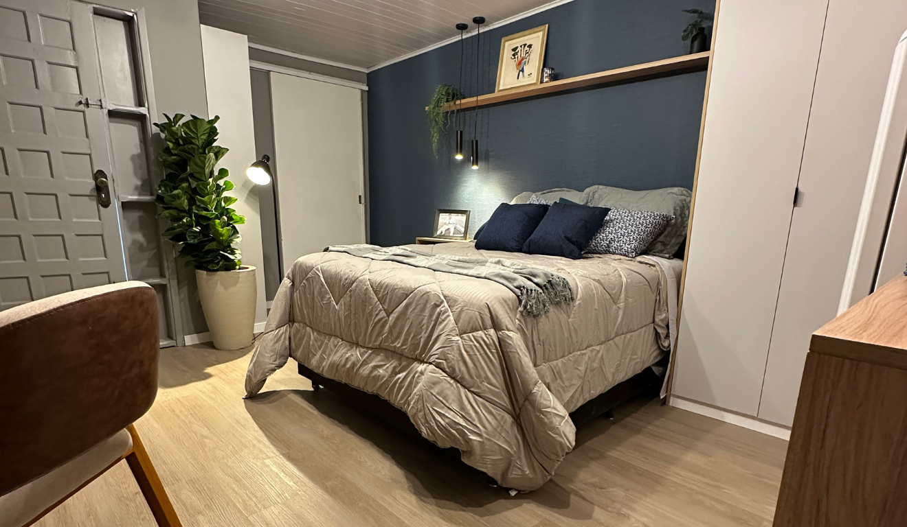 quarto azul do participante helio, do programa repaginando