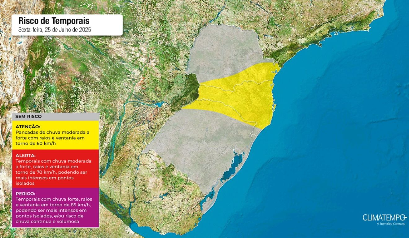 regiões do Paraná sob risco de temporal