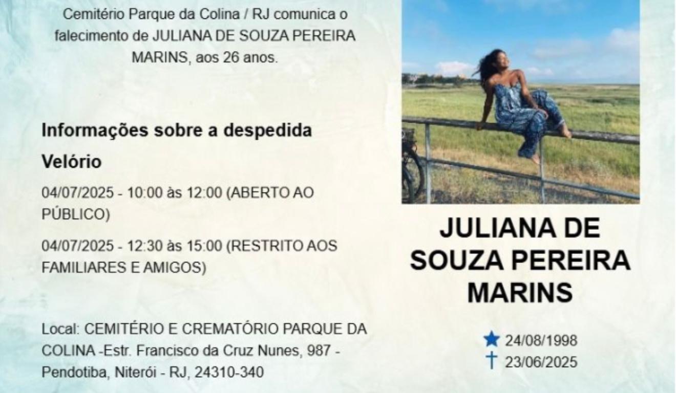 Informativo sobre o velório de Juliana Marins