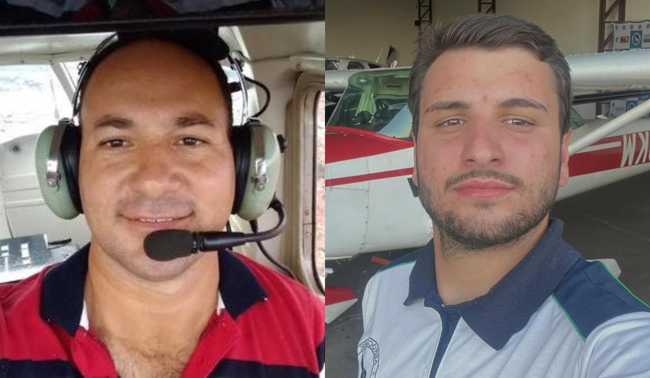 Montagem com fotos das duas vítimas do acidente aéreo em São José do Rio Preto, Abner Oliveira e Felipe COiado