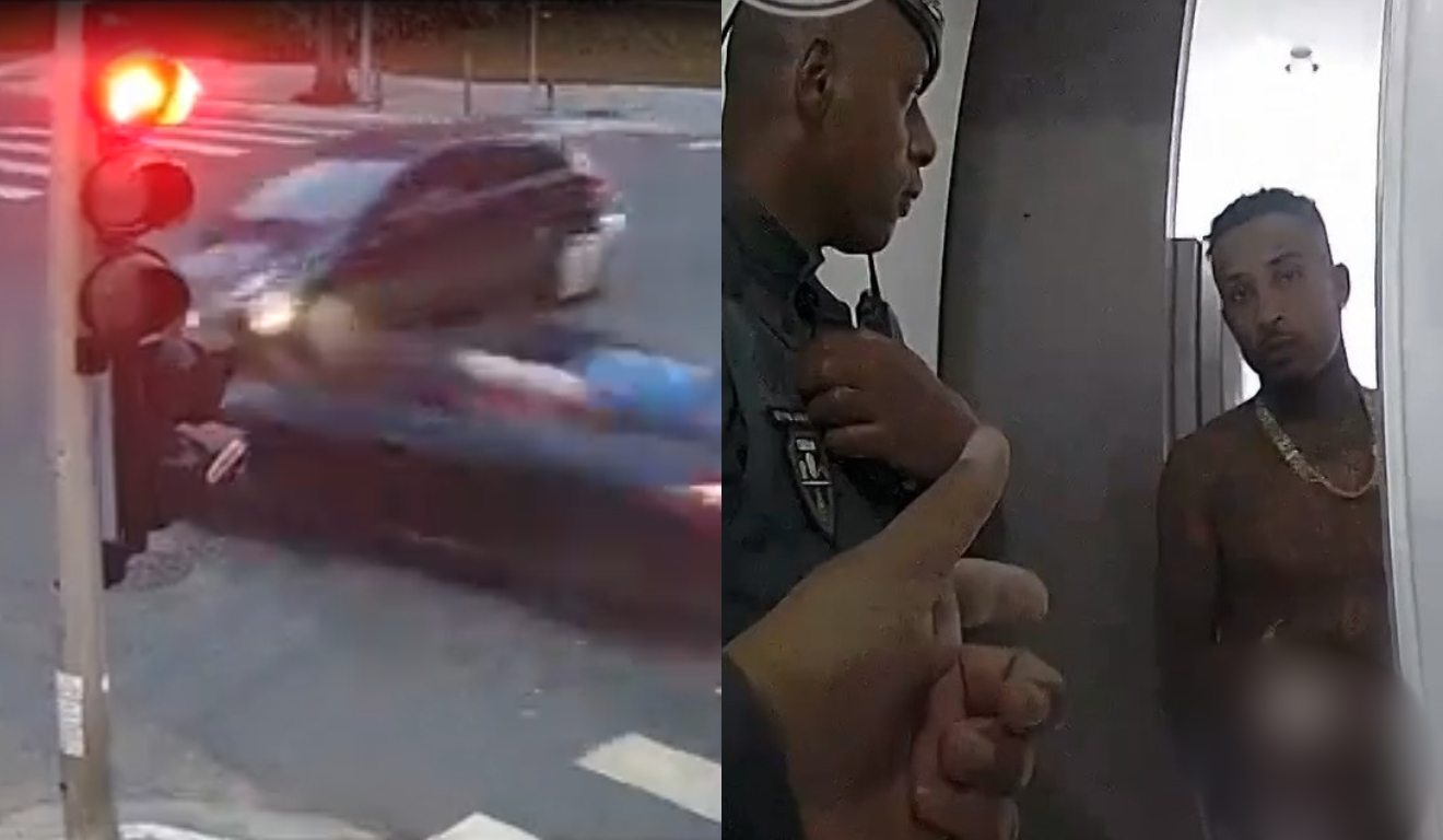 Frame de acidente e momento da prisão