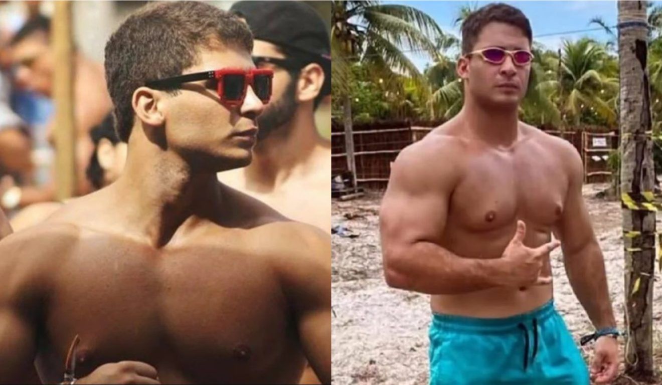 Igor Cabral, de 29 anos, em duas fotos; homem deu 61 socos na namorada e a deixou desfigurada.