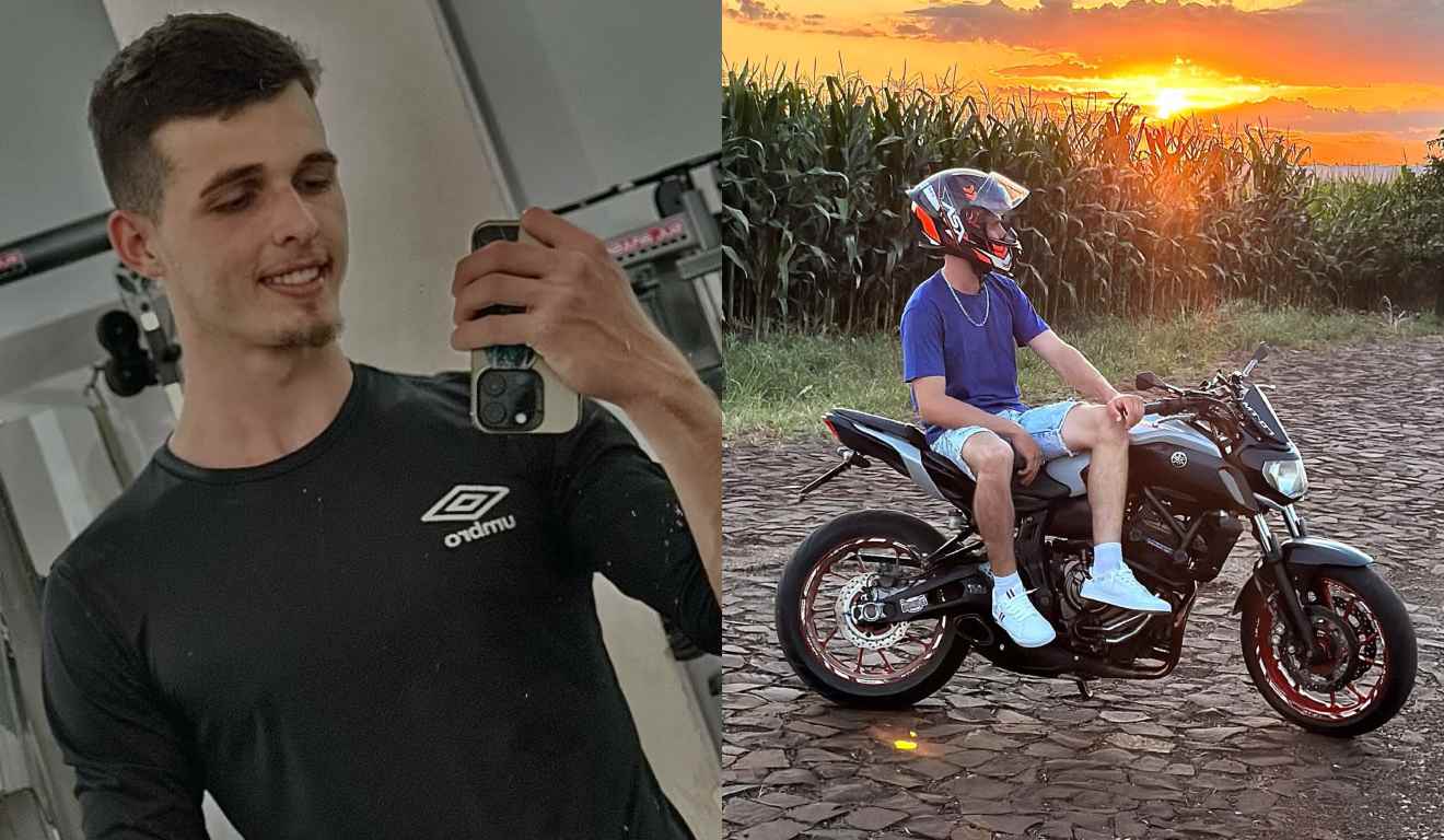 Montagem com duas fotos da vítima do acidente de moto