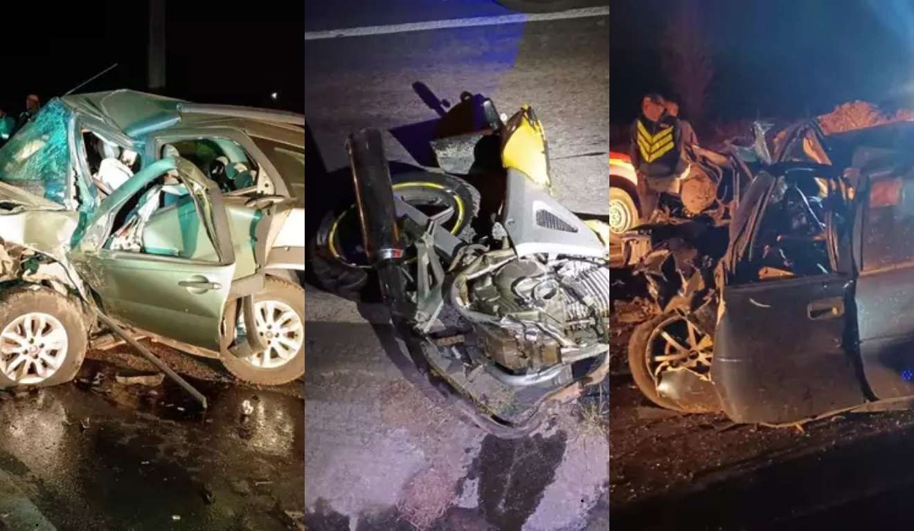 três veículos envolvidos no acidente