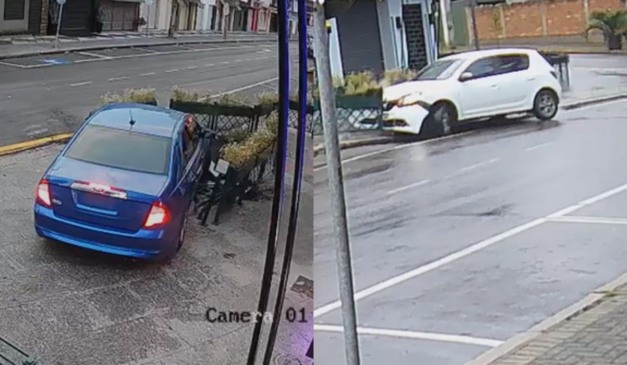 fotos dos acidentes registrados na mesma esquina em Curitiba