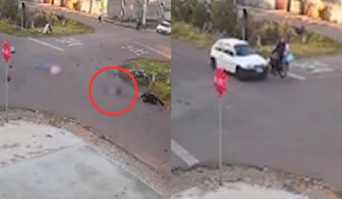 bebê e mãe arremessados de moto após acidente