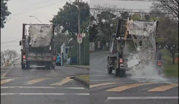 Caminhão deixa rastro de sujeira em Curitiba