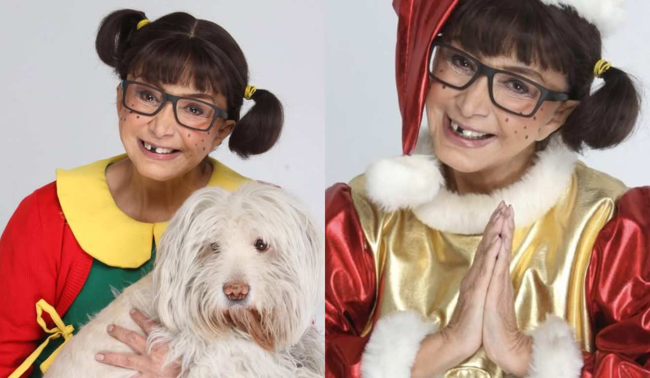 Chiquinha que foi internada com cachorro e vestida de papai noel
