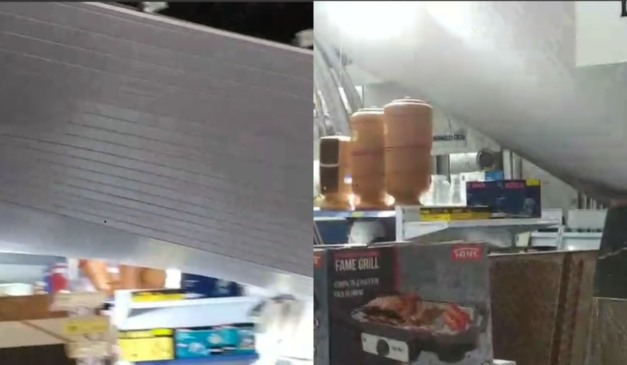 teto desabando durante chuva de granizo em castro