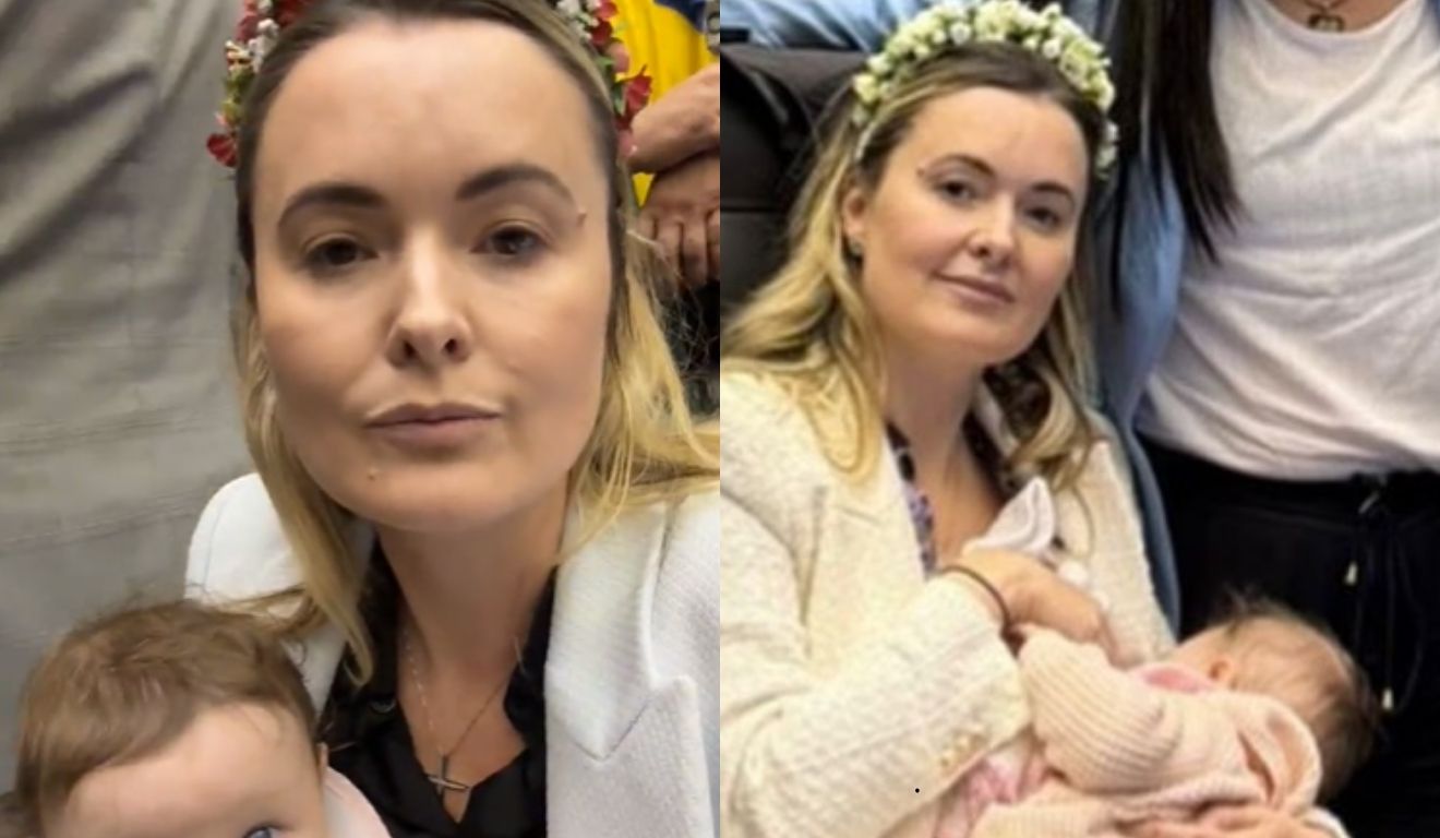 deputada com bebê no colo na Câmara