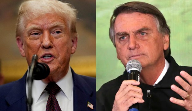 Montagem com uma foto de Trump e outra de Bolsonaro