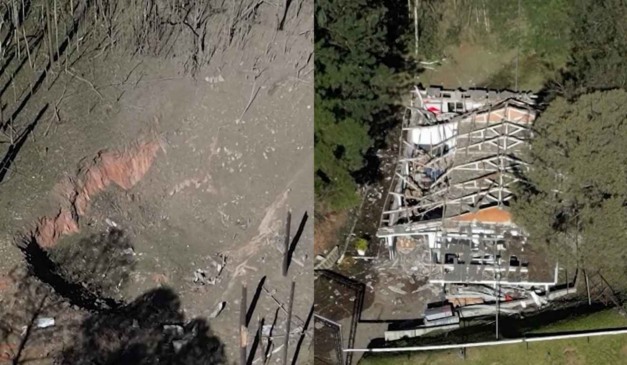 Cratera formada após explosão na Enaex