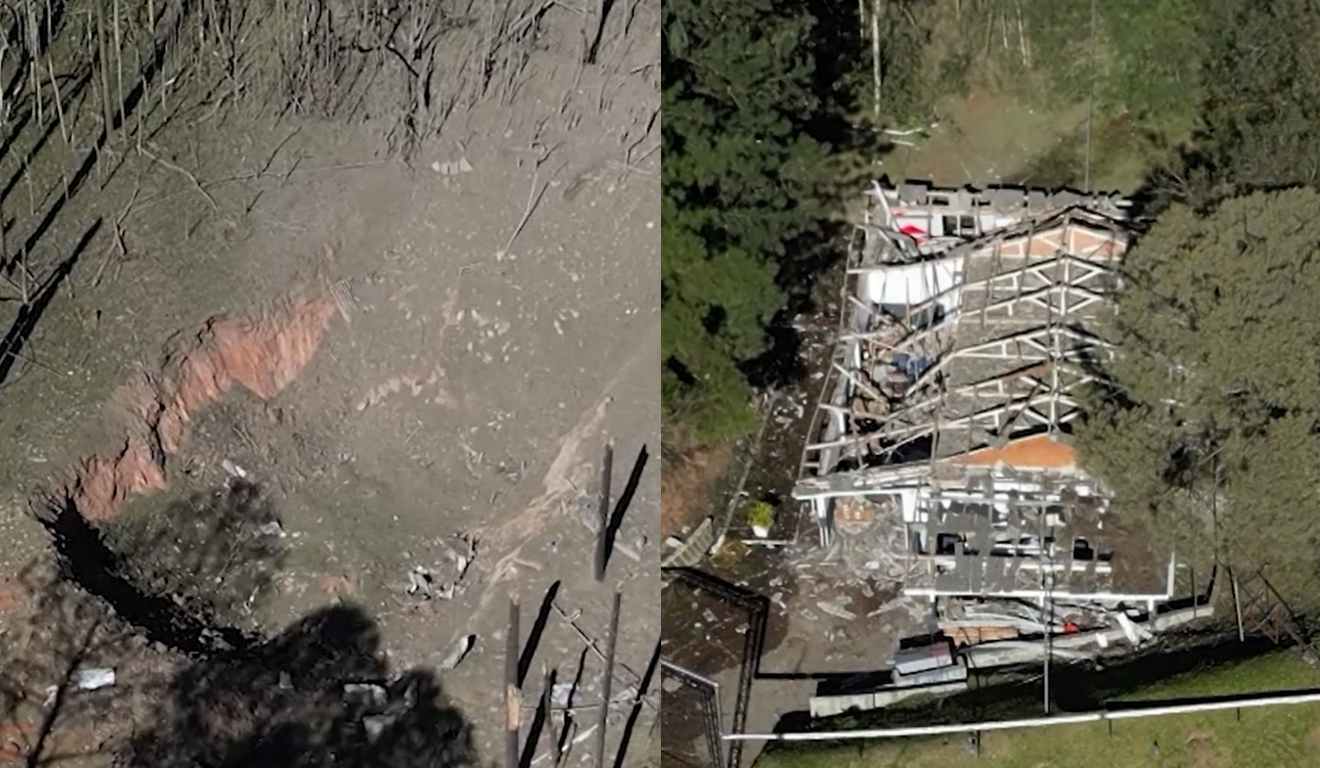 Cratera formada após explosão na Enaex