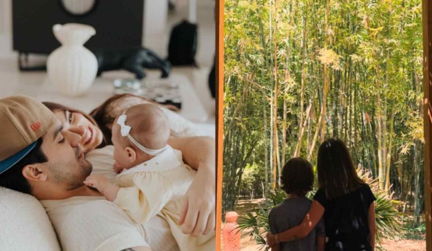 Luan Santana e Sandy com os filhos nas redes sociais