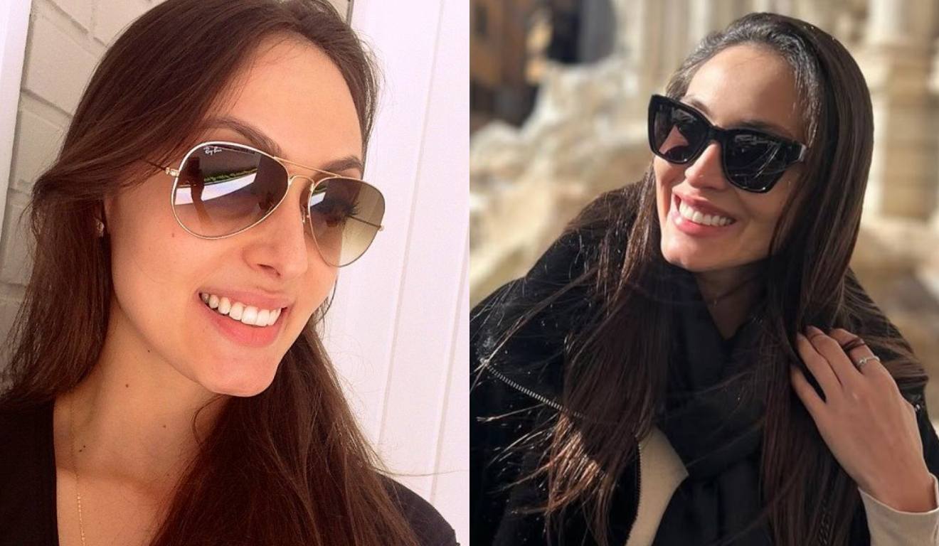 Montagem com duas fotos da advogada Giovana Menegolo