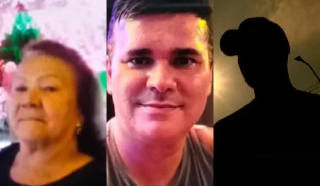 Idosa a esquerda e filho desaparecido no meio. Amigo dos dois está à direita