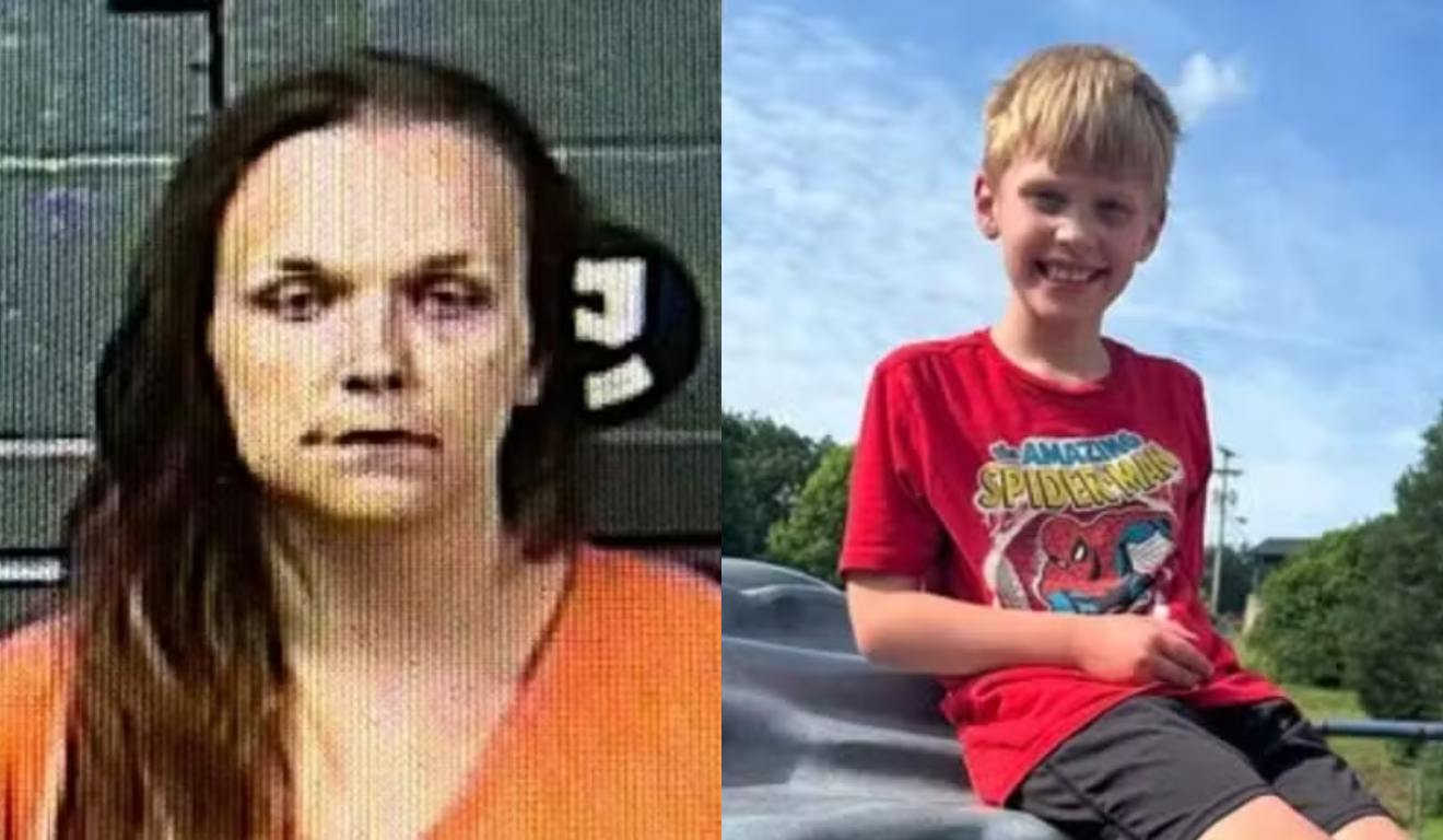 Colagem de Felicia e filho que foi morto.