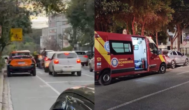 Motorista agredindo jovem no trânsito e Siate atendendo ocorrência