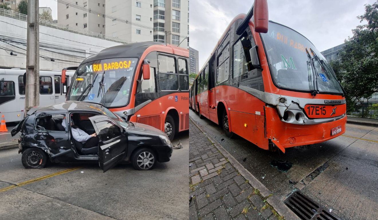 local onde o motorista perdeu o controle e invadiu a canaleta